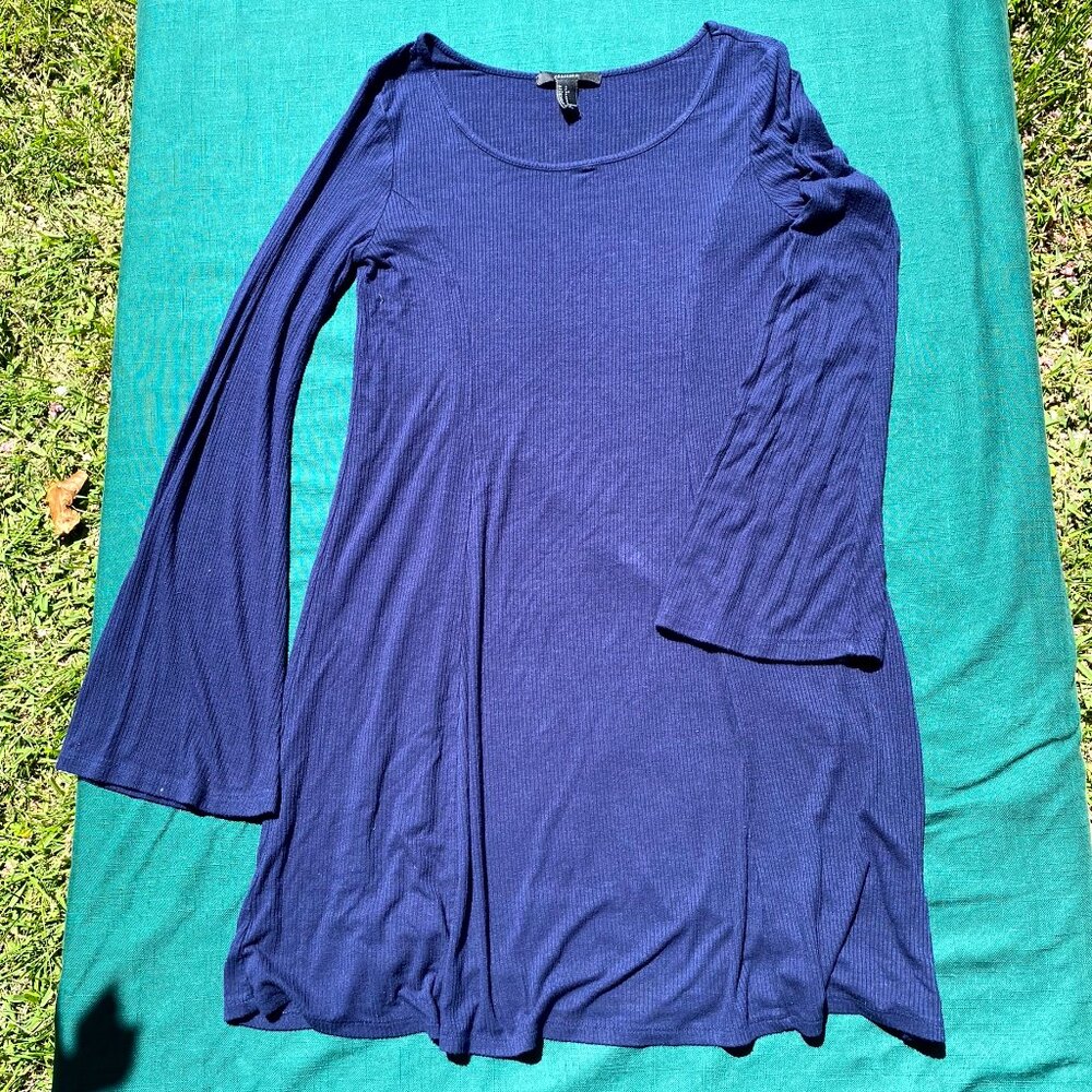 Y2K Ribbed Stretch Dress w/ Bell Sleeves